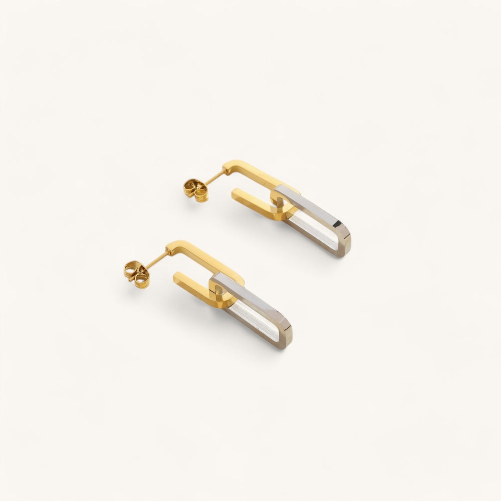 Les Boucles d’Oreilles Verrou Bicolore